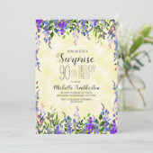Aquarelllavender Gelbe Überraschung 90. Geburtstag Einladung (Stehend Vorderseite)
