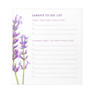 Aquarelllavender Große Drei zu erledigen Notizblock