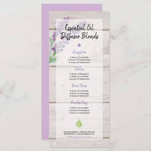 Aquarelllavender & Holz Essenzielle Ölmischung Programm (Vorne/Hinten)