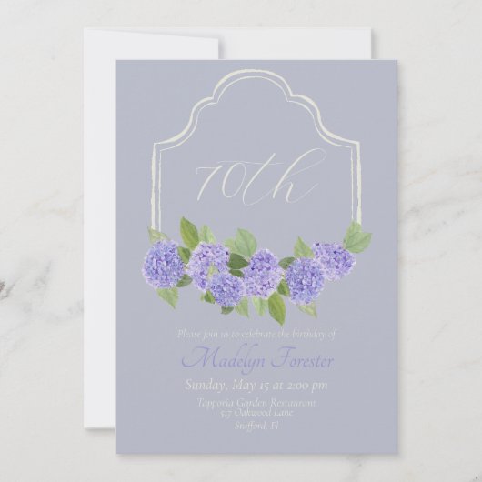 Aquarelllavender Hydrangea 70. Geburtstag Einladung (Vorderseite)
