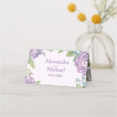 Aquarelllavender Hydrangea Blume Fern Wedding Platzkarte (Vorderseite)