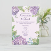 Aquarelllavender Hydrangea Blume Fern Wedding Programm (Stehend Vorderseite)