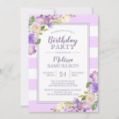 Aquarelllavender Lila Blumenpartei Einladung (Vorderseite)