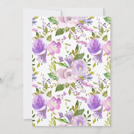 Aquarelllavender Lila Blumenpartei Einladung (Rückseite)