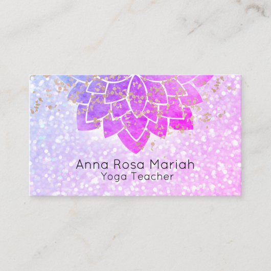 *~* Aquarelllavender Mandala Glitzer Spirituell Visitenkarte (Vorderseite)