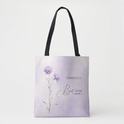 Aquarelllavender Meadow Wildblume Beste Mama Tasche (Vorderseite)