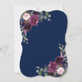 Aquarelllavender Navy Marsala Floral Taufe Einladung (Rückseite)