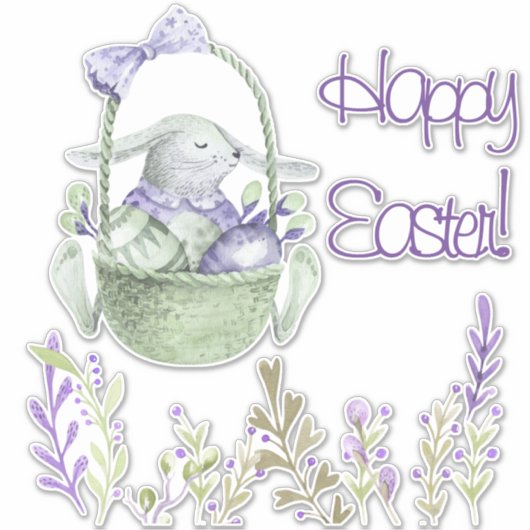Aquarelllavender Ostersonne Weiß oder Klar Aufkleber (Vorderseite)