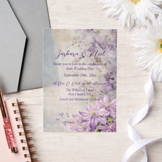 Aquarelllavender Pergament Einladungen (Hochzeit)