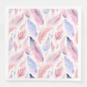 Aquarelllavender Pink Pastel Feathers Spring Serviette (Vorderseite)