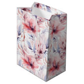 Aquarelllavender Pink Pastellfarben Blume Frühling Mittlere Geschenktüte (Rückseite Schrägansicht)