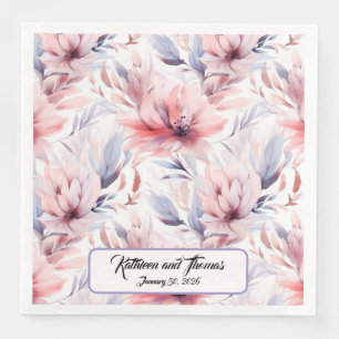 Aquarelllavender Pink Pastellfarben Blume Frühling Serviette