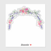 Aquarelllavender Pink Wilde Rose und Eukalyptus Aufkleber (Blatt)