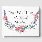 Aquarelllavender Pink Wilde Rose und Eukalyptus Gästebuch (Vorderseite)