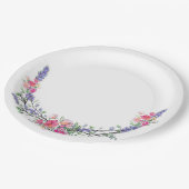 Aquarelllavender Pink Wilde Rose und Eukalyptus Pappteller (Schrägansicht)