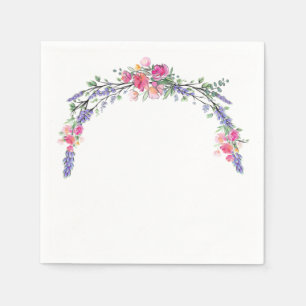 Aquarelllavender Pink Wilde Rose und Eukalyptus Serviette