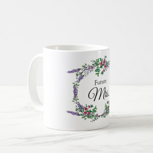 Aquarelllavender rosa Rosen Future Mrs. Kaffeetasse (Vorderseite Links)