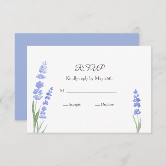 Aquarelllavender RSVP Karte (Vorne/Hinten)