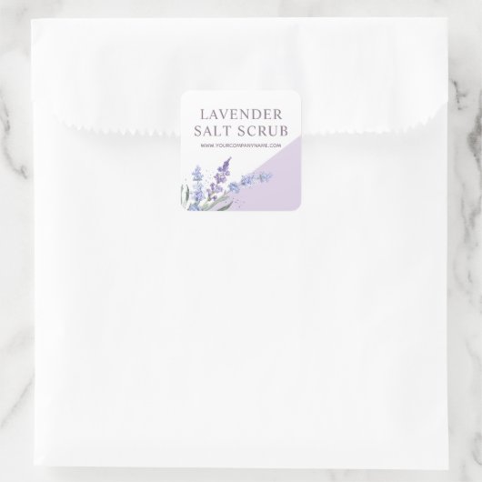 Aquarelllavender Salz Scrub Quadratischer Aufkleber (Tasche)