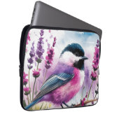 Aquarelllavender und Chickadee Laptopschutzhülle (Vorne Rechts)