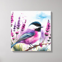 Aquarelllavender und Chickadee Leinwanddruck