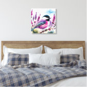 Aquarelllavender und Chickadee Leinwanddruck (Insitu (Schlafzimmer))