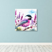 Aquarelllavender und Chickadee Leinwanddruck (Insitu (Holzboden))