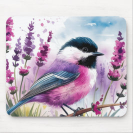 Aquarelllavender und Chickadee Mousepad