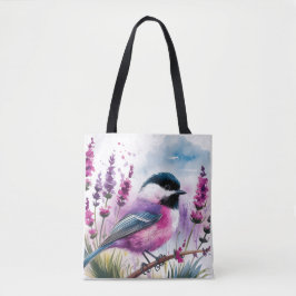 Aquarelllavender und Chickadee Tasche