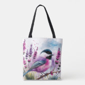 Aquarelllavender und Chickadee Tasche (Rückseite)
