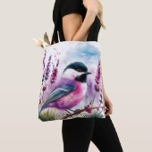 Aquarelllavender und Chickadee Tasche (Von Nahem)