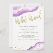 Aquarelllavender und Goldgeode Bridal Brunch Einladung (Vorderseite)