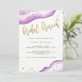 Aquarelllavender und Goldgeode Bridal Brunch Einladung (Stehend Vorderseite)