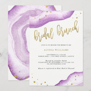 Aquarelllavender und Goldgeode Bridal Brunch Einladung