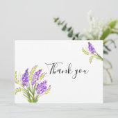 Aquarelllavender und Grüne Florals Dankeskarte (Stehend Vorderseite)