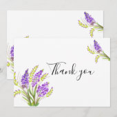 Aquarelllavender und Grüne Florals Dankeskarte (Vorne/Hinten)