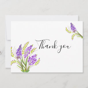 Aquarelllavender und Grüne Florals Dankeskarte