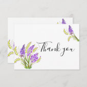 Aquarelllavender und Grüne Florals Dankeskarte (Vorne/Hinten)