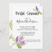 Aquarelllavender und Grüne Florals Einladung (Vorne/Hinten)