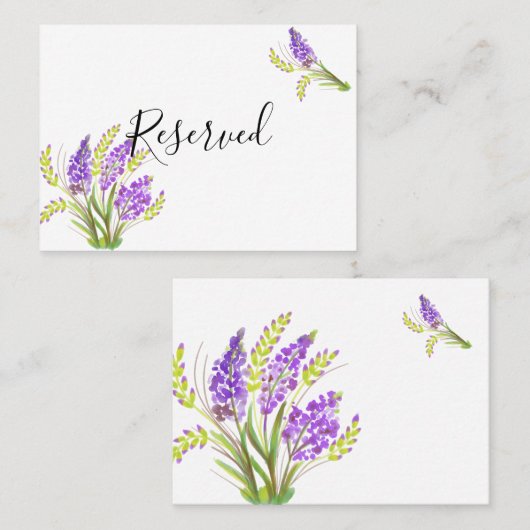 Aquarelllavender und Grüne Florals Platzkarte (Vorne/Hinten)