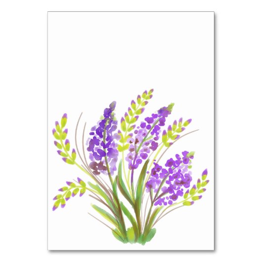 Aquarelllavender und Grüne Florals Tischnummer (Rückseite)