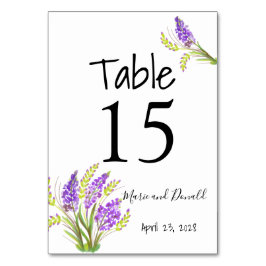 Aquarelllavender und Grüne Florals Tischnummer