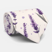 Aquarelllavender und Punktedesign Krawatte (Gerollt)