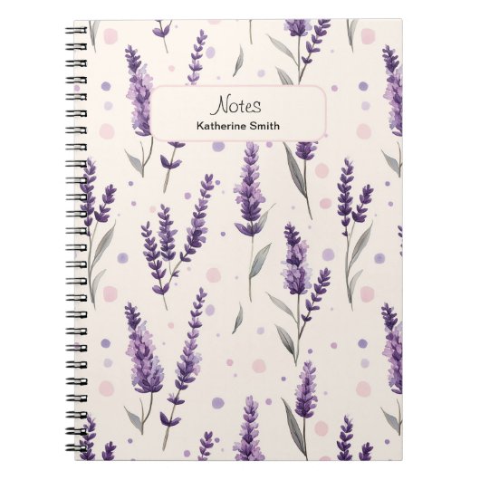 Aquarelllavender und Punktedesign Notizblock (Vorderseite)