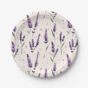 Aquarelllavender und Punktedesign Pappteller