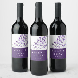 Aquarelllavender Wedding Wine Labels Weinetikett