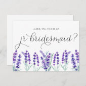 Aquarelllavender wird meine Jr Bridesmaid sein Einladungspostkarte (Vorne/Hinten)