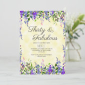 Aquarelllavender Yellow 30 & Fabulous Birthday Einladung (Stehend Vorderseite)