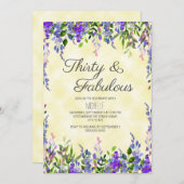 Aquarelllavender Yellow 30 & Fabulous Birthday Einladung (Vorne/Hinten)