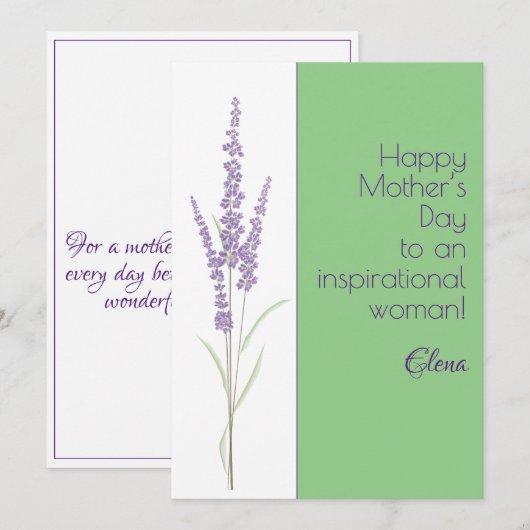 Aquarelllavene hellgrüne Mutter Feiertagskarte (Vorne/Hinten)